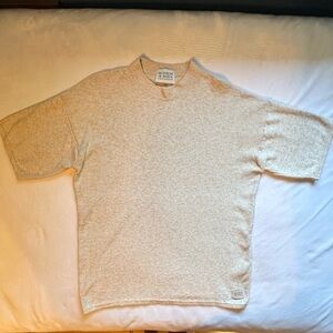 Scotch & Soda Recycled Cotton Linen Short Sleeve Knit Tshirt Top L beige oatmeal